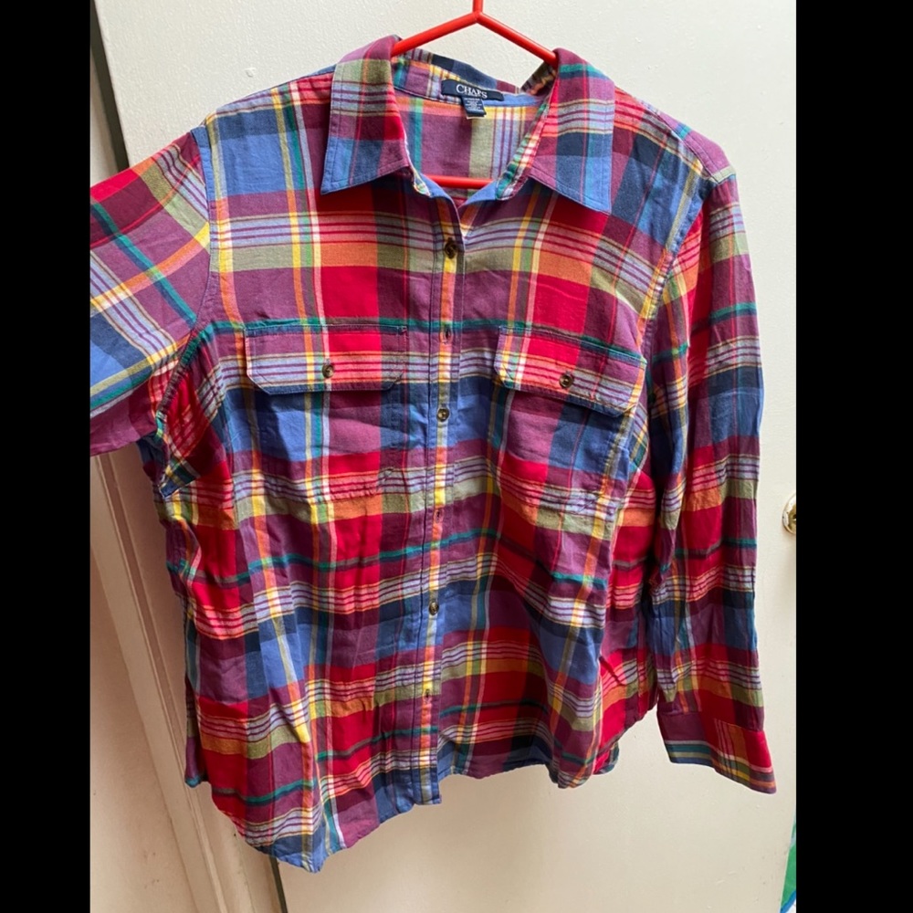 Chaps button down multicolored long sleeve - Picture 2 of 4